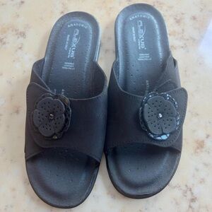 Italian Spring Step Anatomic Flexus Black Women's Slide On Velcro Sandals